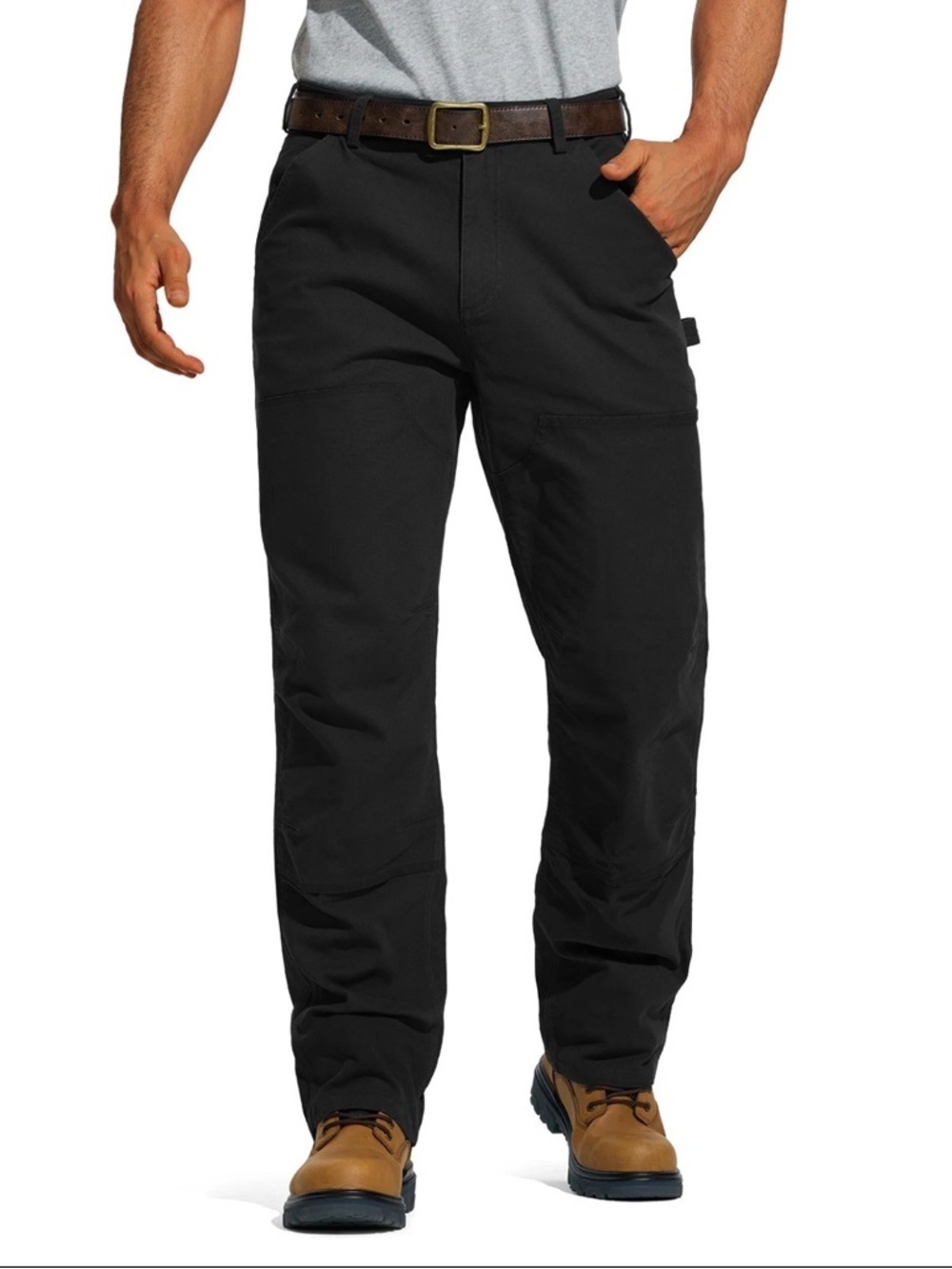HISEA Men Relaxed Fit Work Pants Double Knee Flex Utility Pants Trousers 34x30
